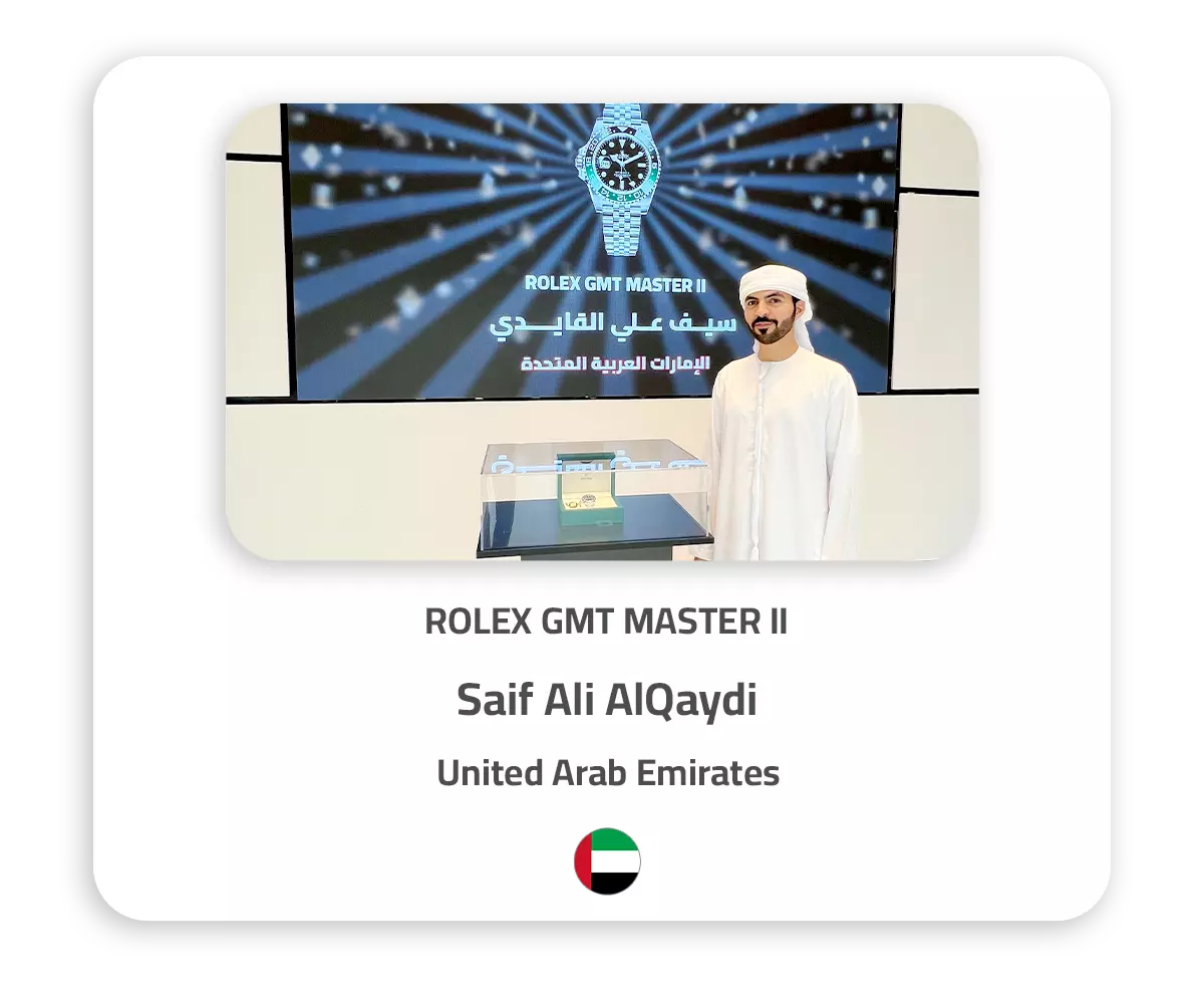 13 November Winner Rolex GMT-Master II English